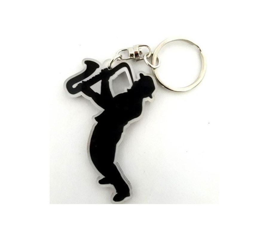 Acrylic keychains mod. sax player silhouette