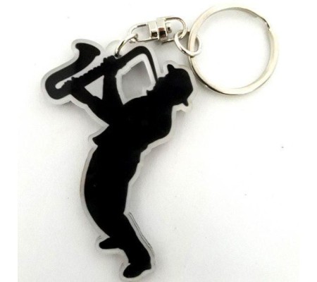 Acrylic keychains mod. sax player silhouette