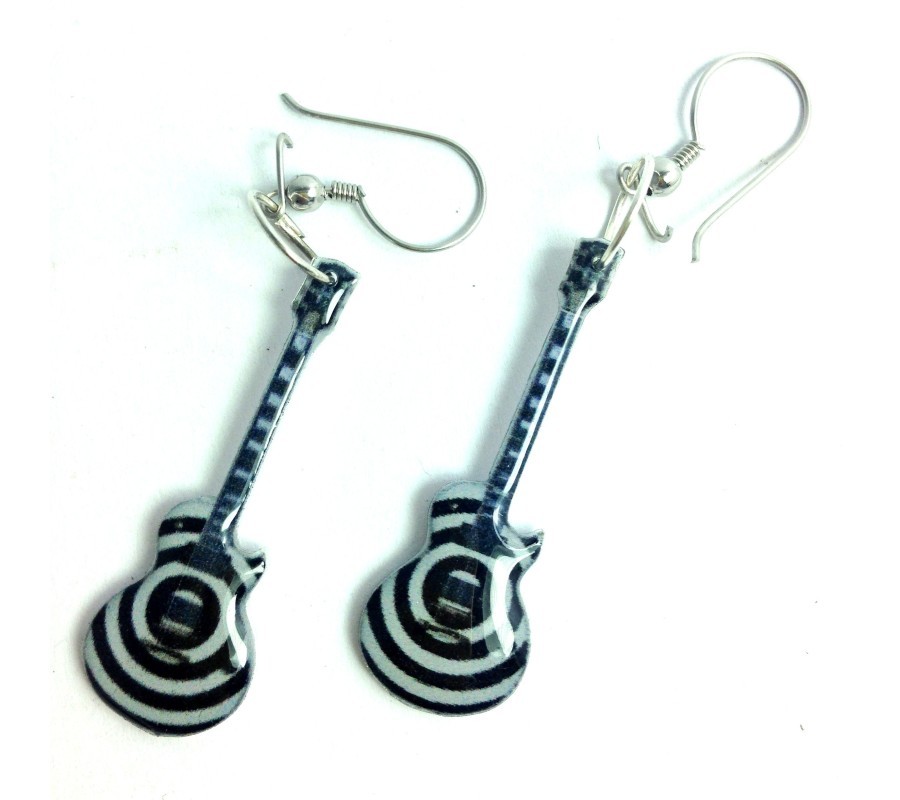 Brincos MUSIC LEGENDS Collection MER-0041, guitarra 'Zakk Wylde', em aço (par)