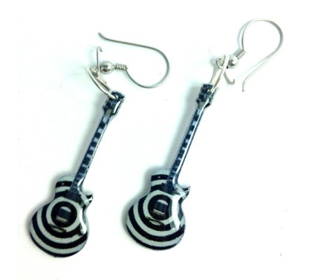 Brincos MUSIC LEGENDS Collection MER-0041, guitarra 'Zakk Wylde', em aço (par)