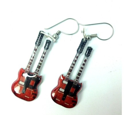 Brincos MUSIC LEGENDS Collection MER-0058, guitarra 'Led Zeppelin', em aço (par)