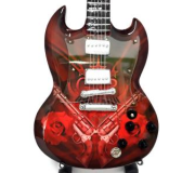 Miniatura guitarra MLC MGT-3063, 'Slash Smoking Guns (Guns N' Roses)', madeira, c/suporte