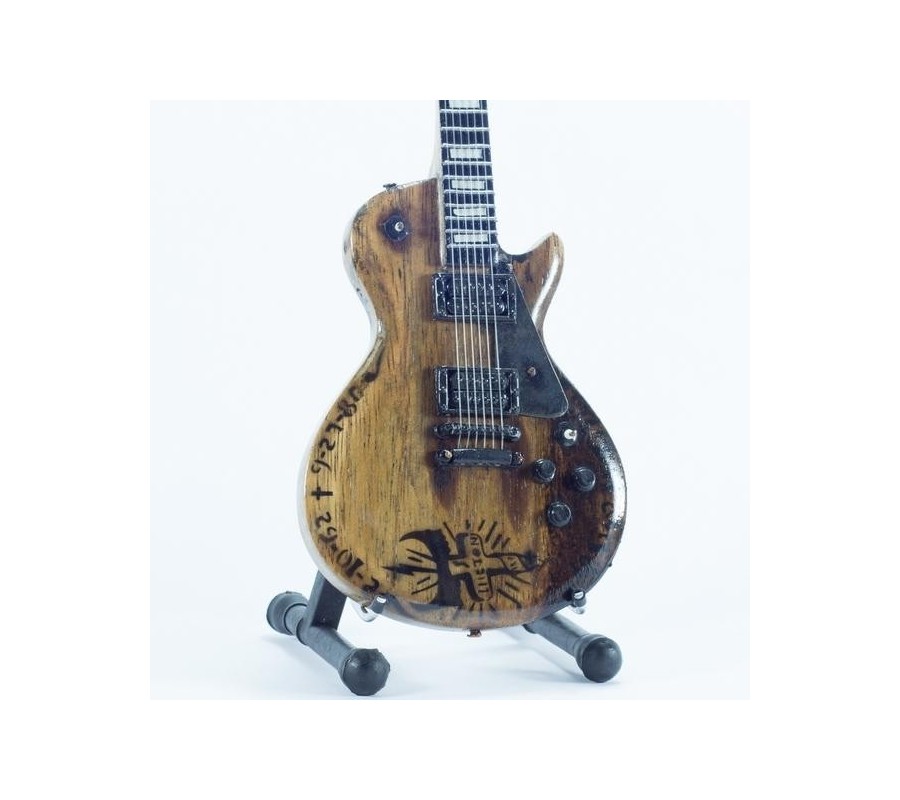 Miniatura guitarra MLC MGT-5043, 'James Hetfield (To Lie Is To Die)', madeira, c/suporte