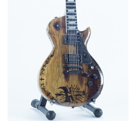 Miniatura guitarra MLC MGT-5043, 'James Hetfield (To Lie Is To Die)', madeira, c/suporte
