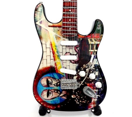 Miniatura guitarra MLC MGT-5098, 'Pink Floyd Tribute', madeira, c/suporte