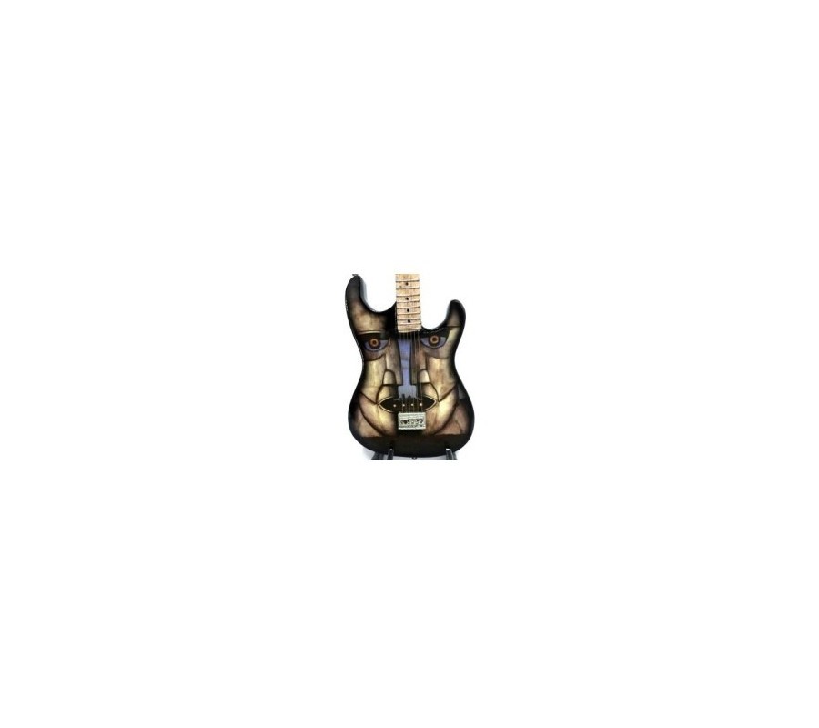 Miniatura guitarra MLC MGT-7108, 'Division Bell Tribute (Pink Floyd)' , madeira, c/suporte