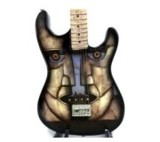 Miniatura guitarra MLC MGT-7108, 'Division Bell Tribute (Pink Floyd)' , madeira, c/suporte