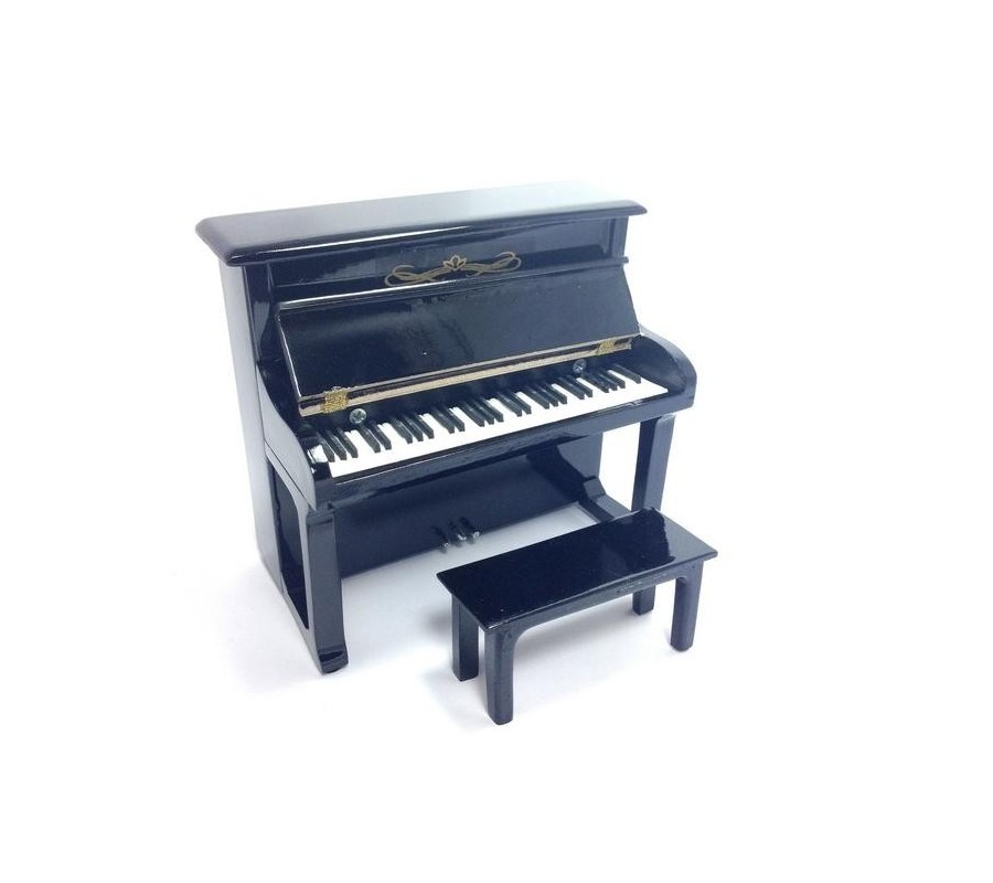 Miniatura piano MLC MIN-0290, vertical, preto, c/banco