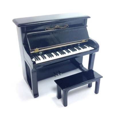 Miniatura piano MLC MIN-0290, vertical, preto, c/banco