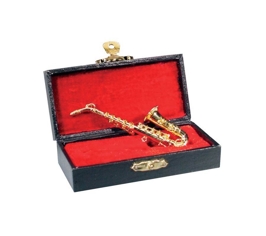 Miniatura sax alto MUSIC GIFTS MAS-160, com estojo, 16 cm