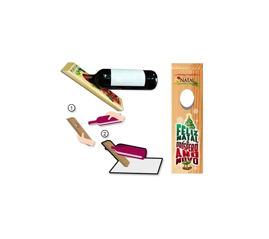 Suporte ONE GIFT STORE UG-BG-NAT002, p/ garrafas, em madeira