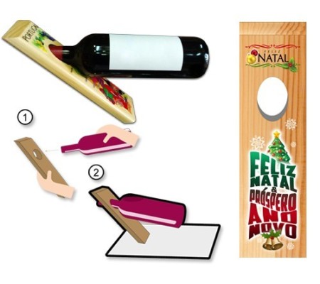 Suporte ONE GIFT STORE UG-BG-NAT002, p/ garrafas, em madeira