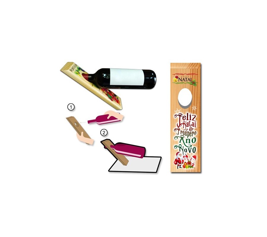 Suporte ONE GIFT STORE UG-BG-NAT004, p/ garrafas, em madeira