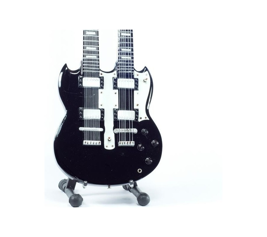 Miniatura guitarra MLC MGT-3186, 'Jimmy Page (Led Zeppelin) - Gibson Double Neck BK'