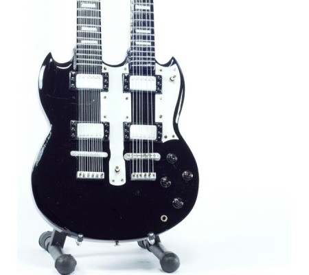 Miniatura guitarra MLC MGT-3186, 'Jimmy Page (Led Zeppelin) - Gibson Double Neck BK'