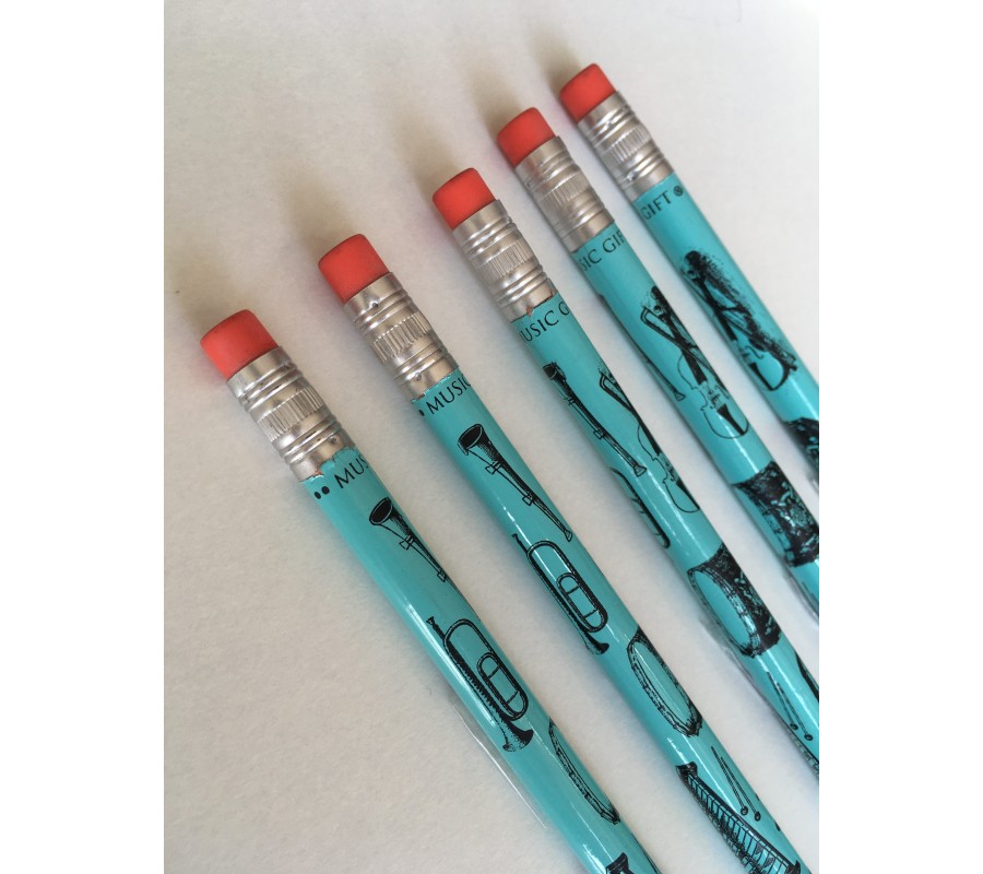 Lápis MUSIC GIFT MG-107, instrumentos, c/ borracha, madeira