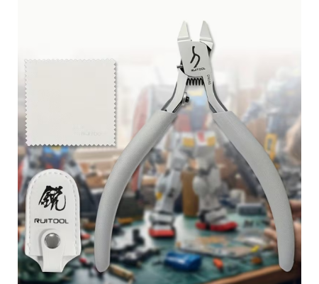 Alicate RUITOOL D9241, p/ modelismo, c/ bolsa e pano de limpeza