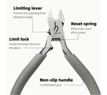 Alicate RUITOOL D9241, p/ modelismo, c/ bolsa e pano de limpeza