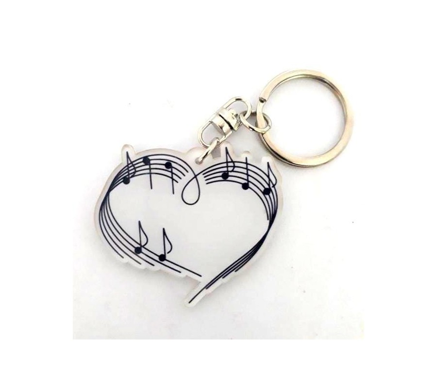 Porta-chaves MLC ACN-9017, 'Music Heart Shaped Notes', acrílico