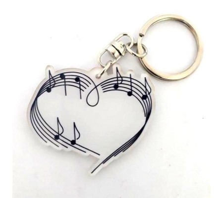 Porta-chaves MLC ACN-9017, 'Music Heart Shaped Notes', acrílico