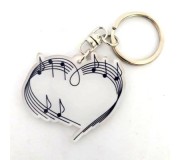 Porta-chaves MLC ACN-9017, 'Music Heart Shaped Notes', acrílico