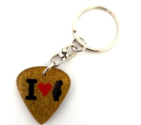 Plectrum shaped acrylic keychains mod. mod. Love guitar 1