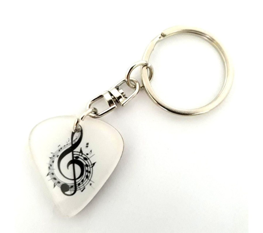 Plectrum shaped acrylic keychains mod. mod. Music notes 1