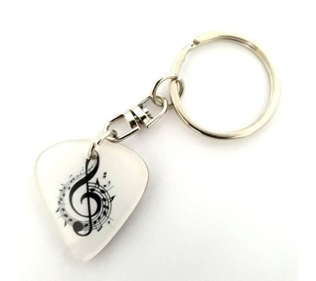 Plectrum shaped acrylic keychains mod. mod. Music notes 1