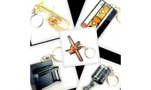 Porta-chaves acrílico MusicInstruments, em forma instrumentos musicais